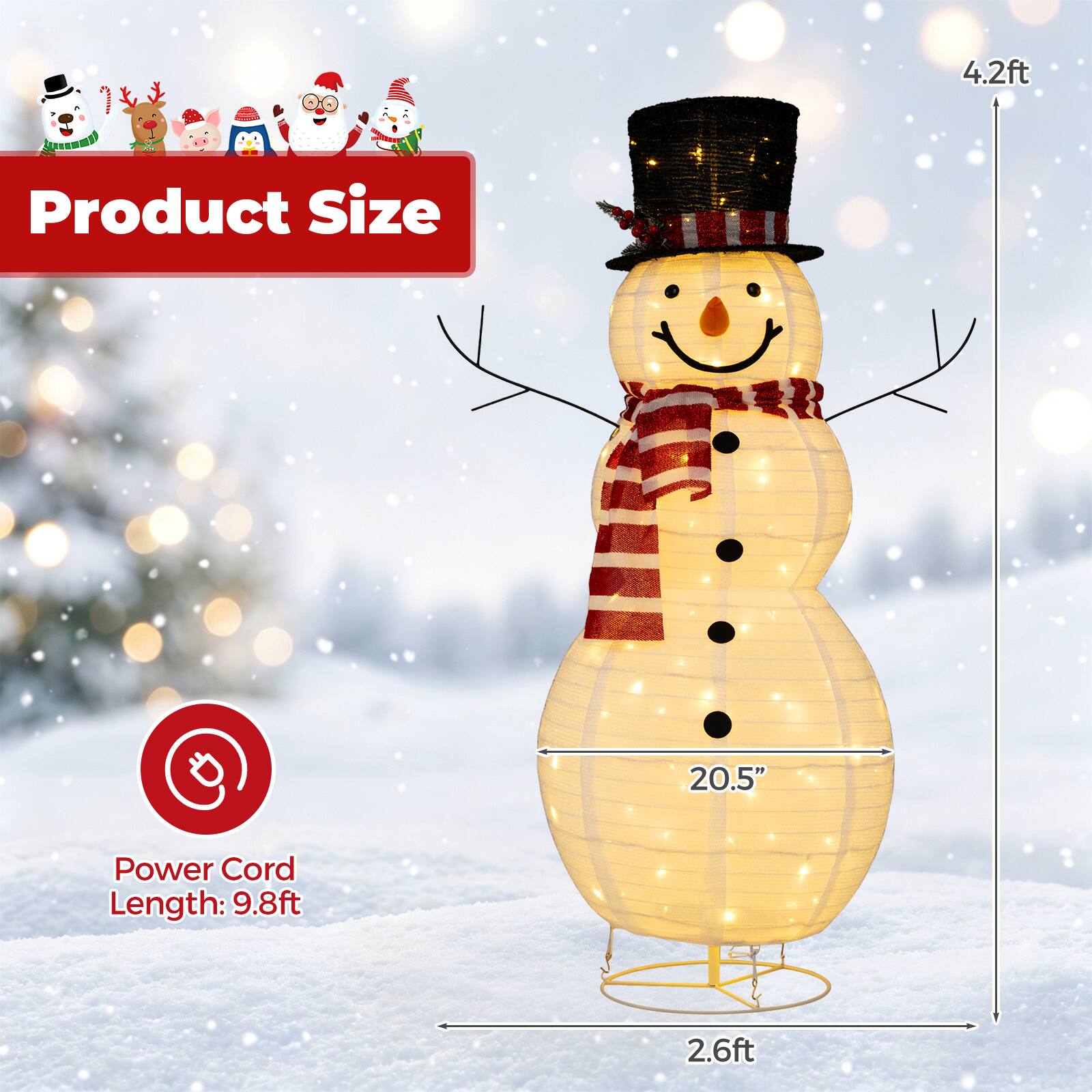 4.2ft

Product Size
20.5"

Power Cord Length: 9.8ft
2.6ft