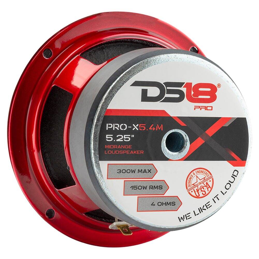 D518 PRO  
PRO-X5.4M 5.25" MIDRANGE LOUDSPEAKER  
300W MAX  
150W RMS  
4 OHMS  
DESIGNED & ENGINEERED USA  
WE LIKE IT LOUD