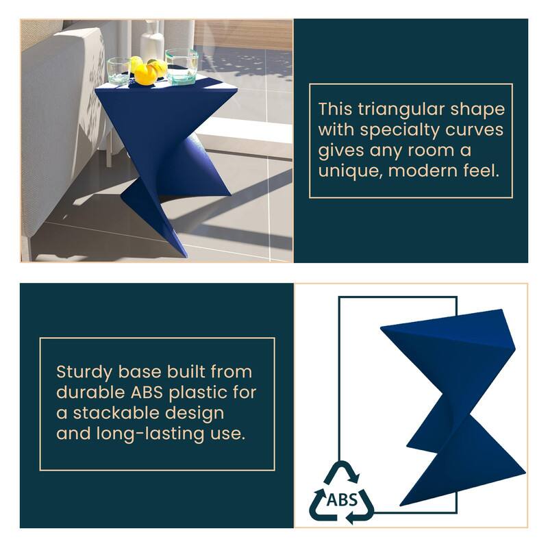 This triangular shape with specialty curves gives any room a unique, modern feel.

Sturdy base built from durable ABS plastic for a stackable design and long-lasting use.