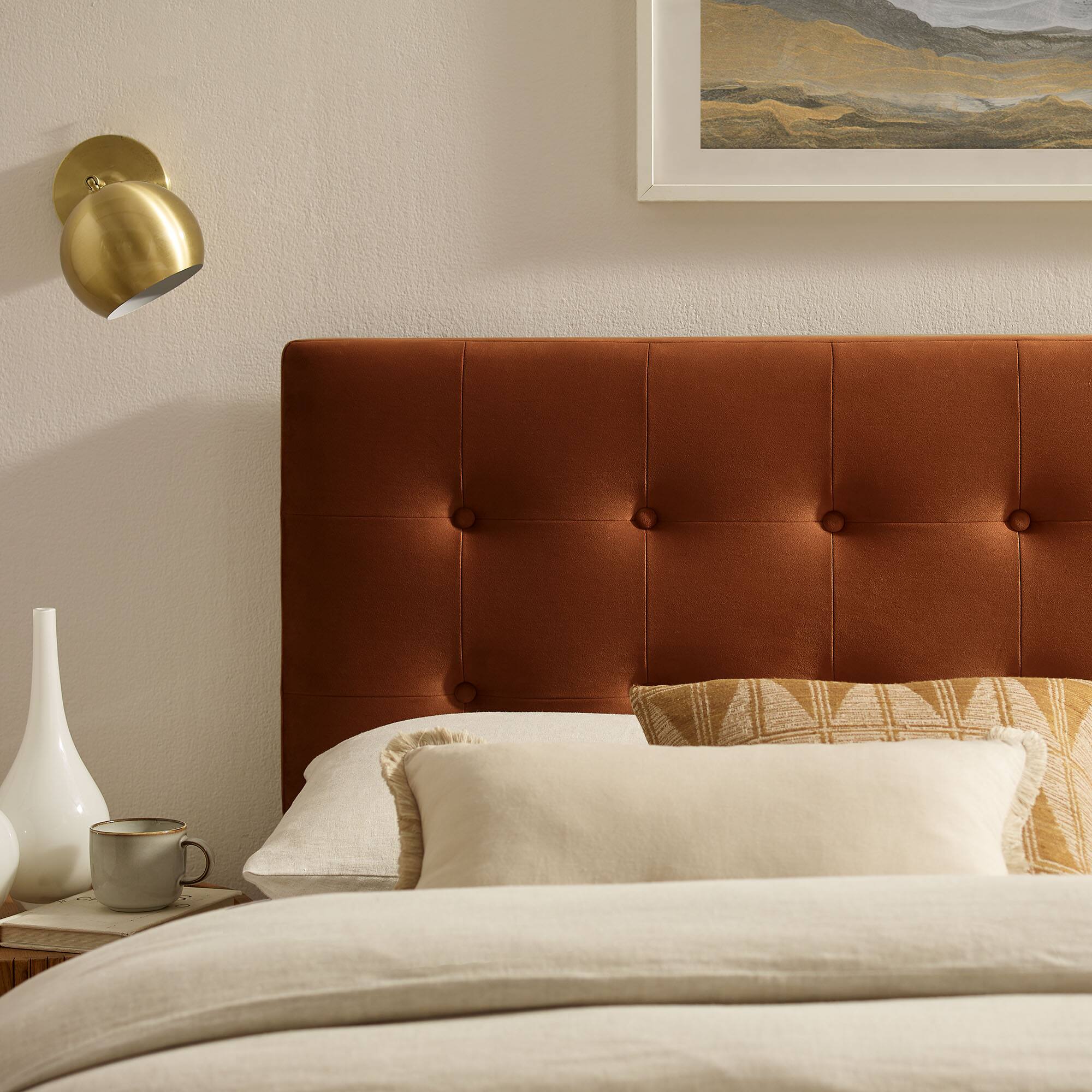 Alt View 1. Modway - Emily Stain-Resistant Performance Velvet King Size Headboard - Rust.