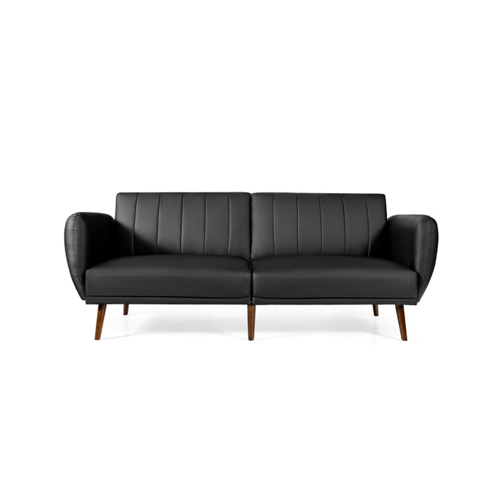 Front. Kadyn - Loveseat Sofa, Modern Couch, 3 Seat Convertible Sofa Bed with Adjustable Backrest for Living Room-Black - Black.