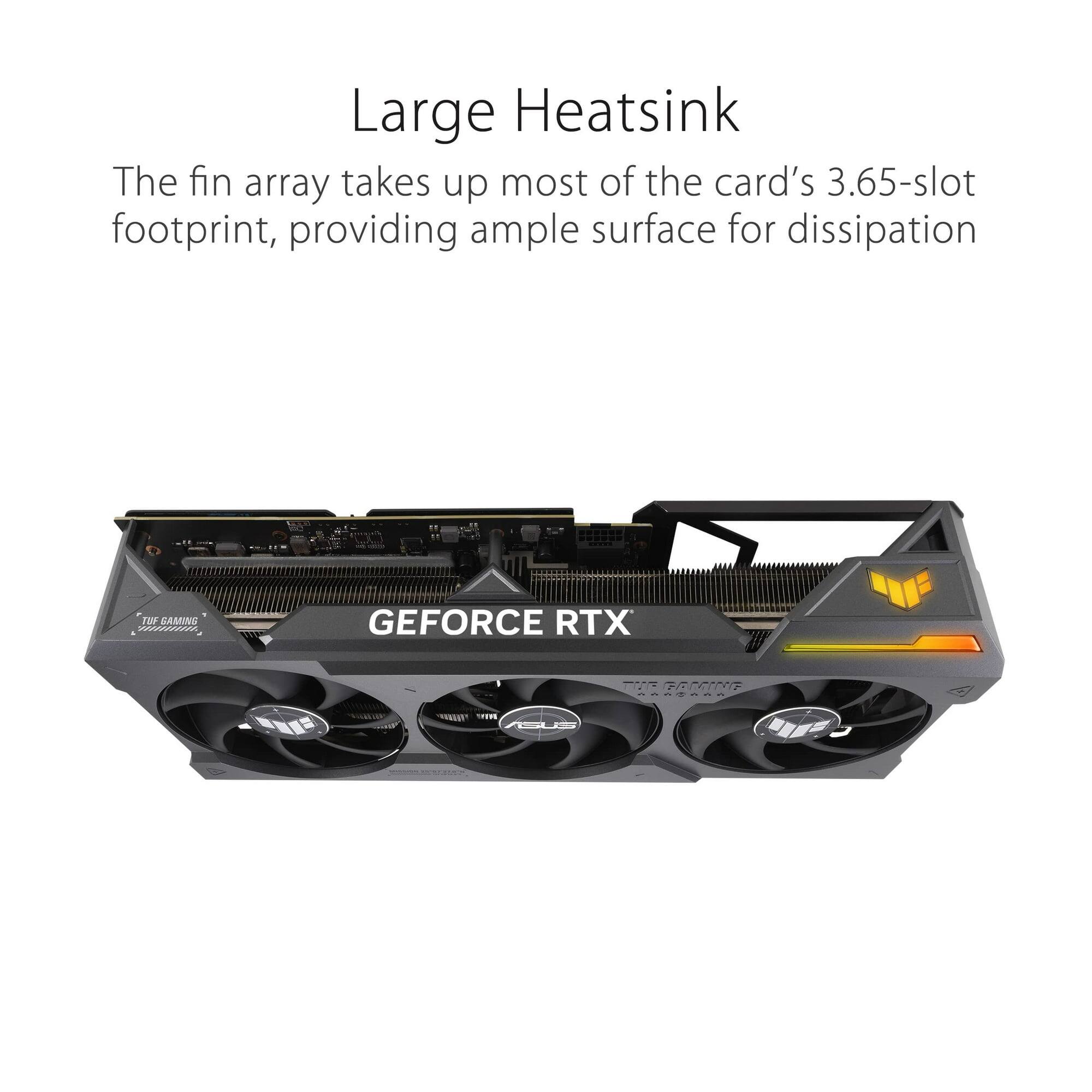 Large Heatsink  
The fin array takes up most of the card's 3.65-slot footprint, providing ample surface for dissipation  

TOF GAMINE MCCA GEFORCE RTX 1 FRRAIIUE RRCARR