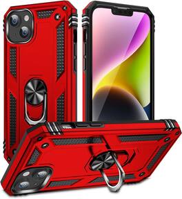 Entronix - iPhone 14 Plus Case - Dual-Layer Protective Gripstand - Red