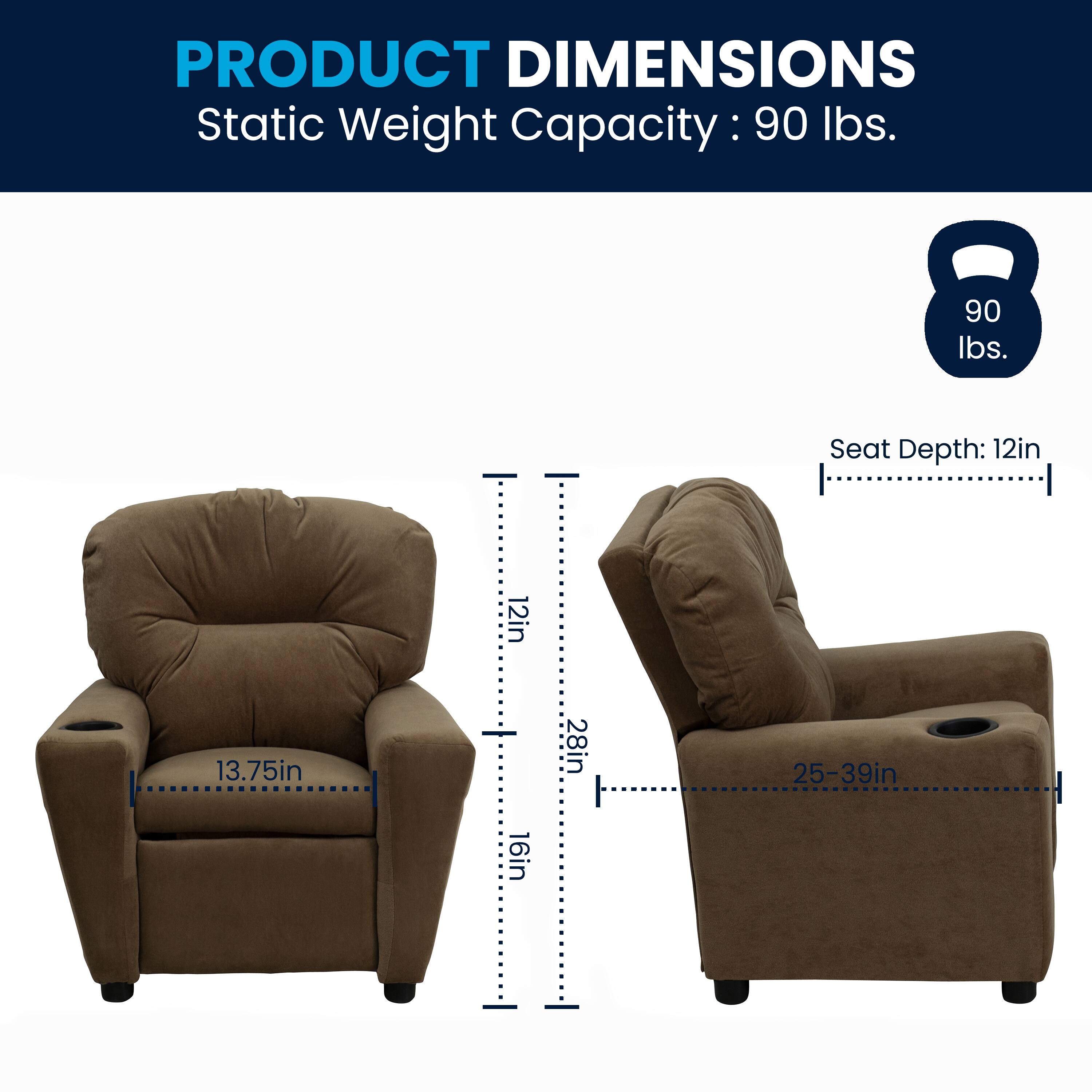 PRODUCT DIMENSIONS  
Static Weight Capacity: 90 lbs.  
Seat Depth: 12in  
Seat Depth: 13.75in  
Seat Depth: 16in  
Seat Depth: 28in  
Seat Depth: 25-39in