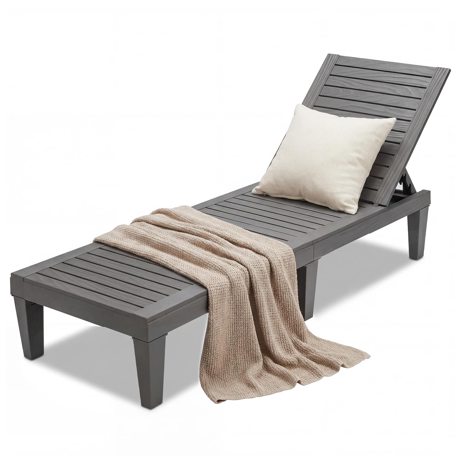 Gymax - Patiojoy Lounge Chair Chaise Recliner Weather Resistant Adjustable Outdoor - Gray