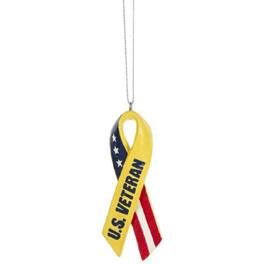 Ganz - US Veteran Ribbon Resin Christmas Tree Ornament 4 inch - Yellow