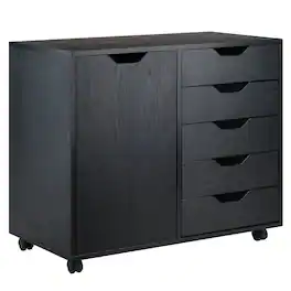 Winsome Wood - Halifax 5-Drawer, Side Storage Mobile Cabinet - Black
