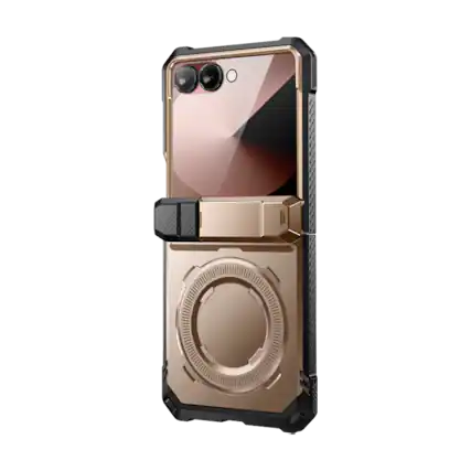 Front. SUPCASE - Galaxy Z Flip7 UB Grip Magsafe Phone Case - Gold.