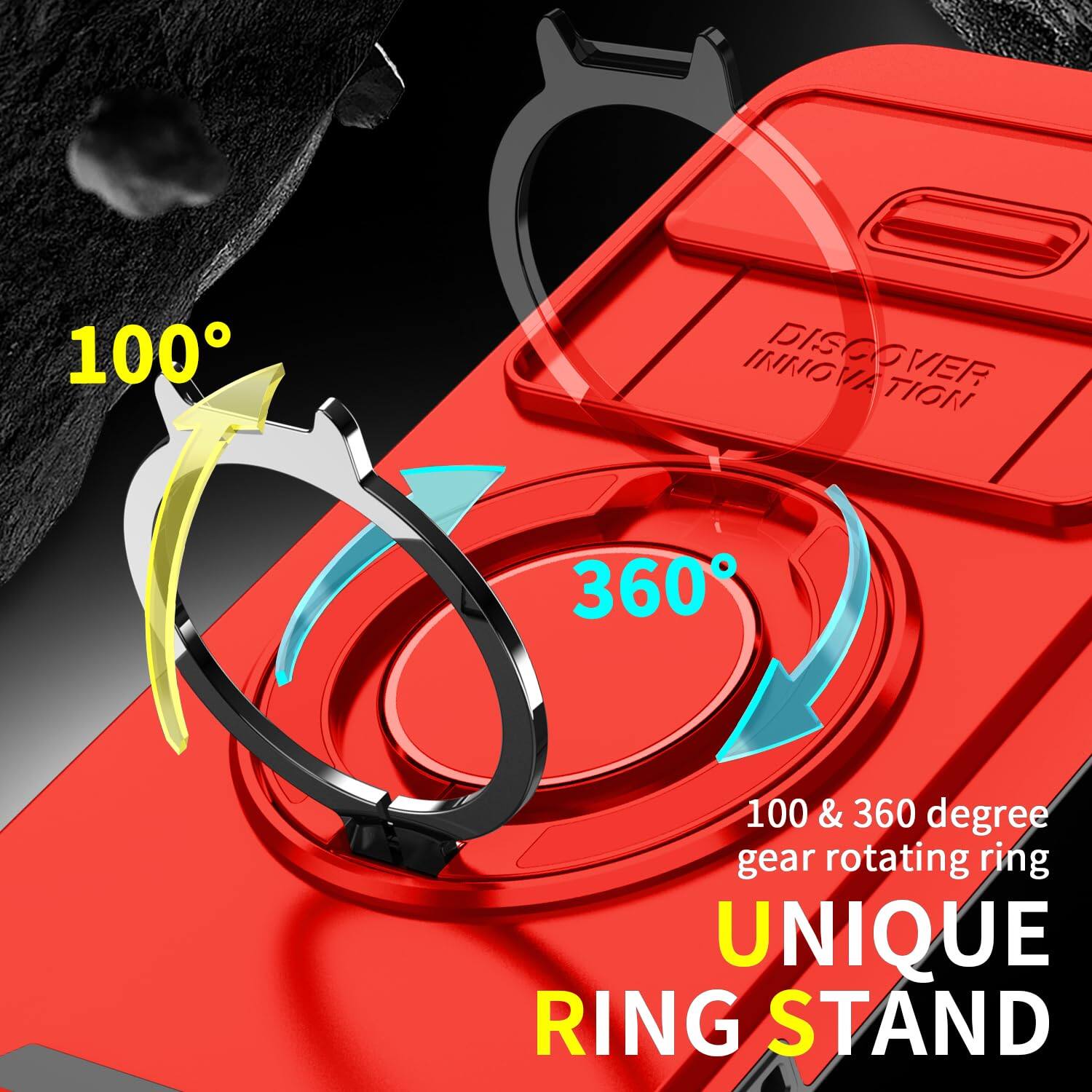 UUCOVER Magnetic Case with Slide Camera Lens Cover & 360° Ring Stand ...