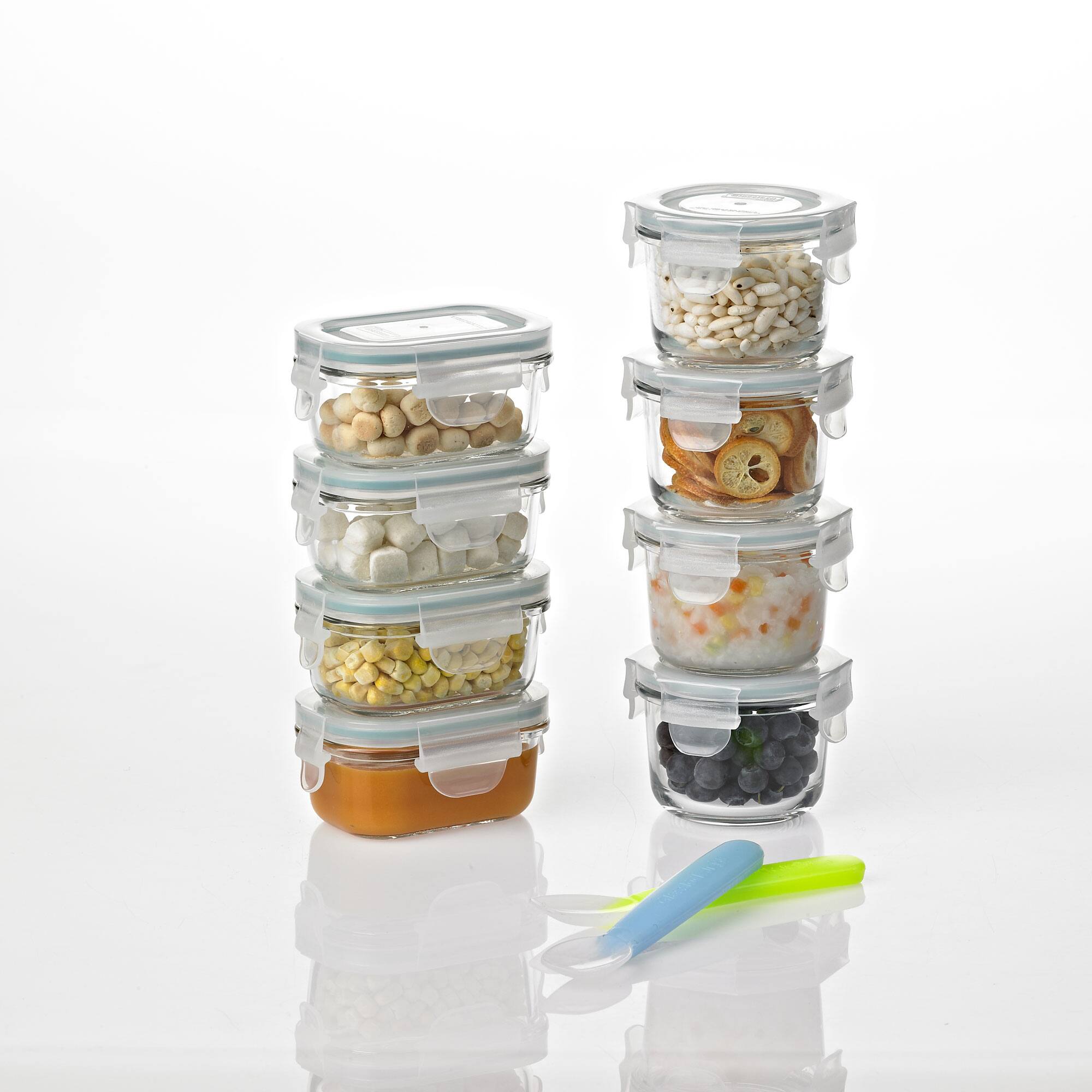 Alt View 4. Glasslock - Glasslock Homemade Baby Food BPA Free Glass Storage Containers 18 Piece Set - Clear.