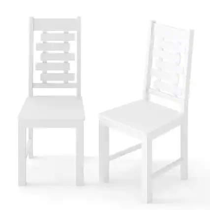 Front. Costway - Costway Farmhouse Dining Chair Set of 2 with 100% Rubber Wood Frame & Hollowed High - White.