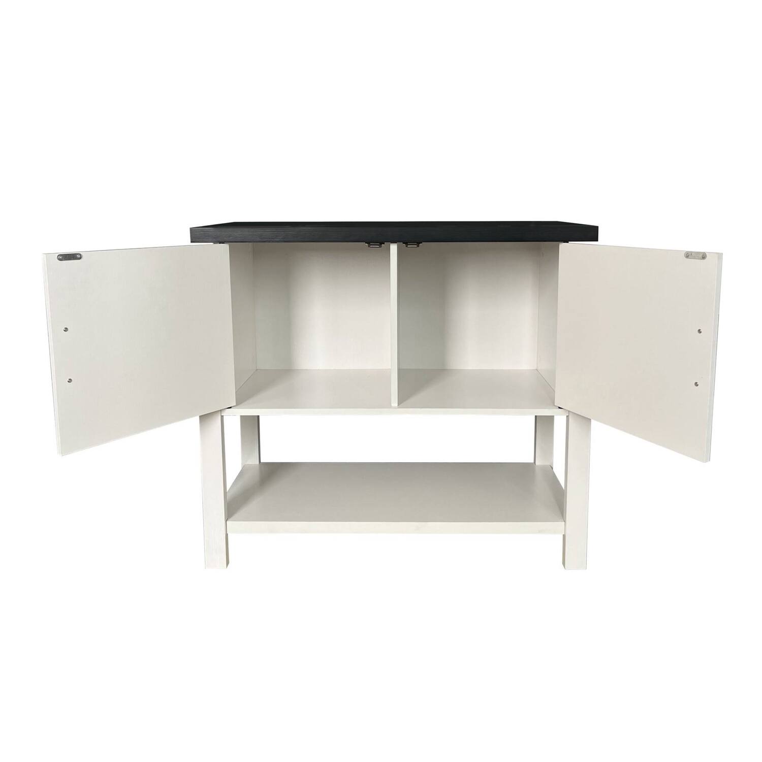 Angle. Hivvago - Modern 2 Drawer Wooden Storage Console Table White/Black - White, Black.