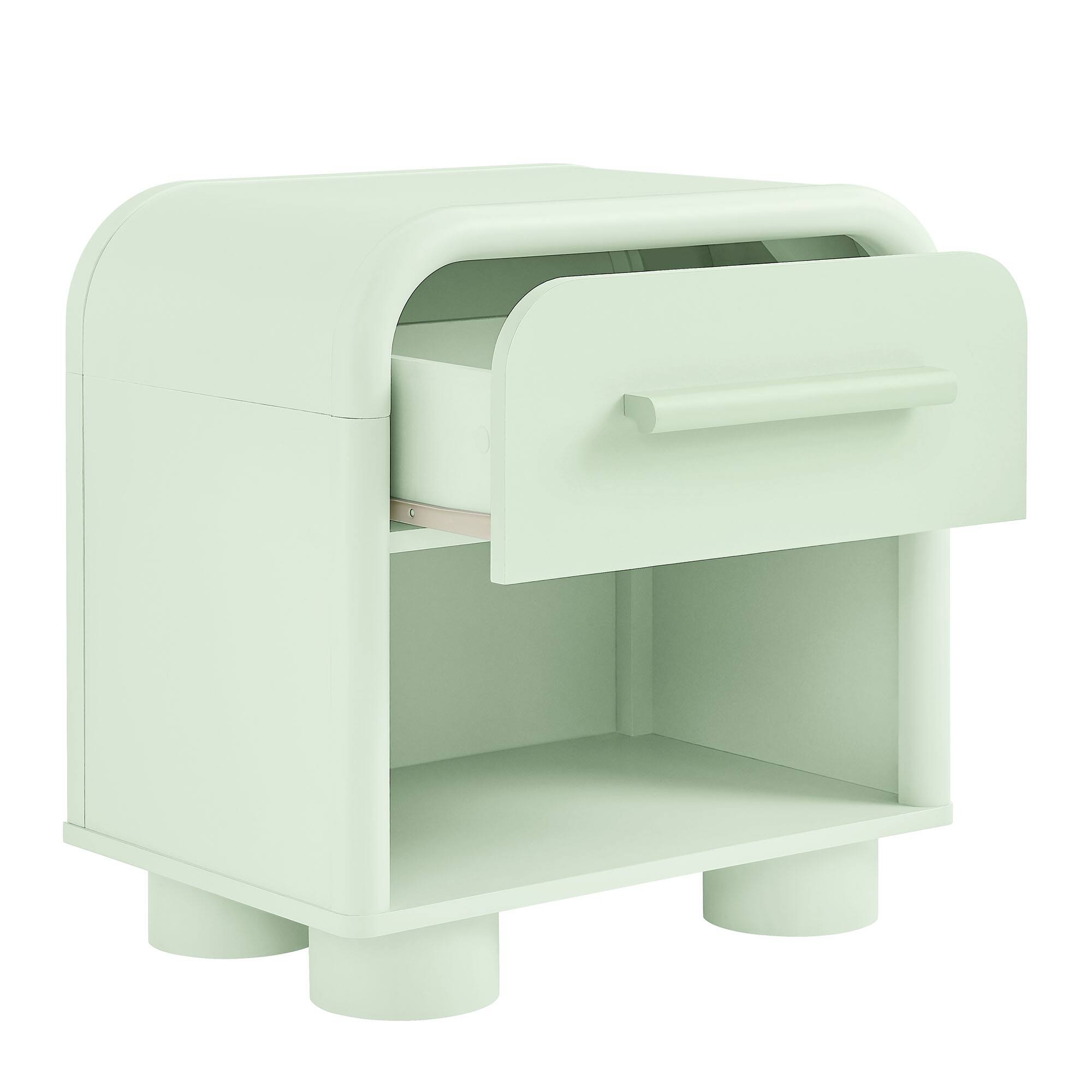 Alt View 3. Modway - Bellamy Curved 1-Drawer Nightstand by Modway - Sage.