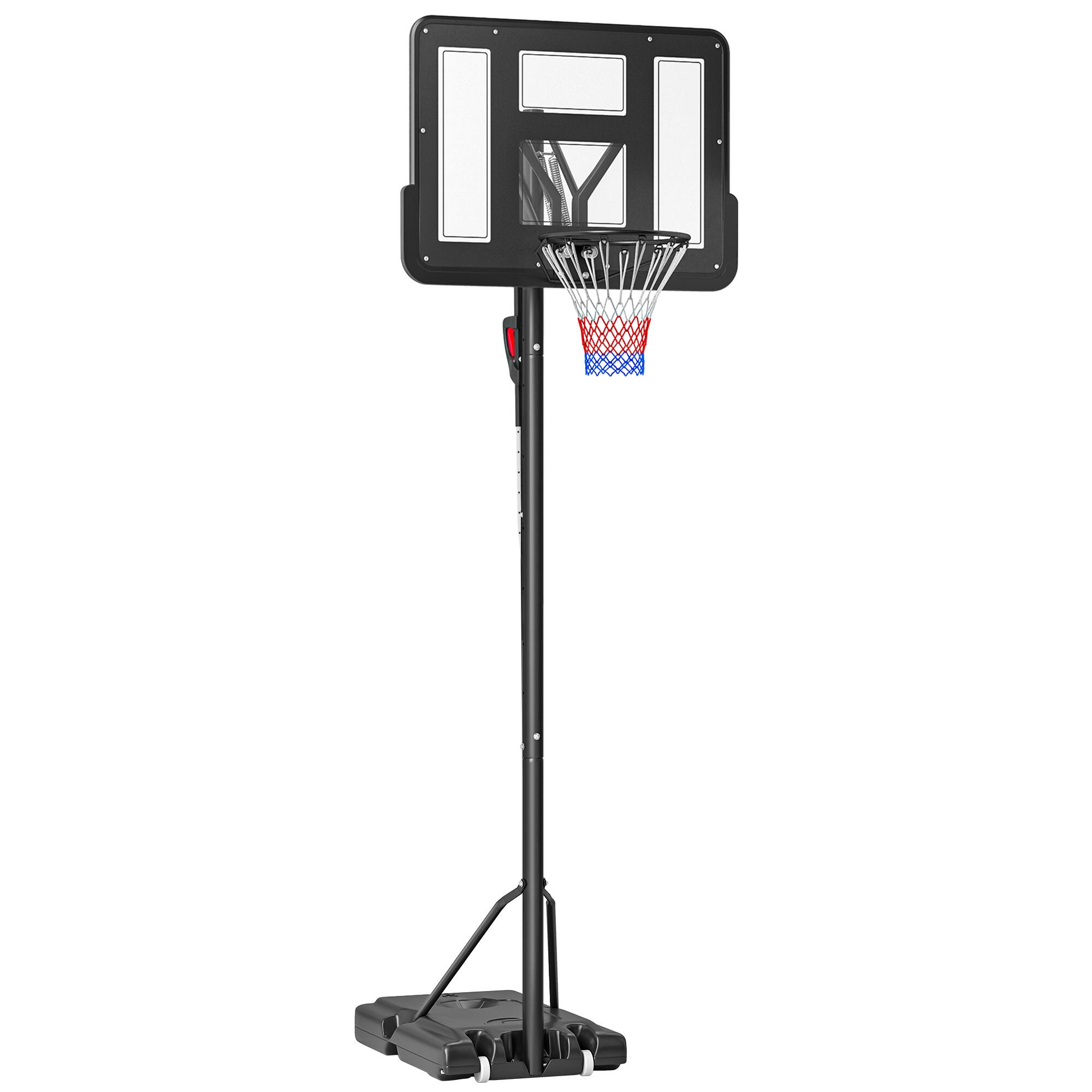 Front. Soozier - Portable Basketball Hoop, 7.7-10' Height Adjustable Basketball Goal with 43" Shatterproof Backboard, Wheels - Black.