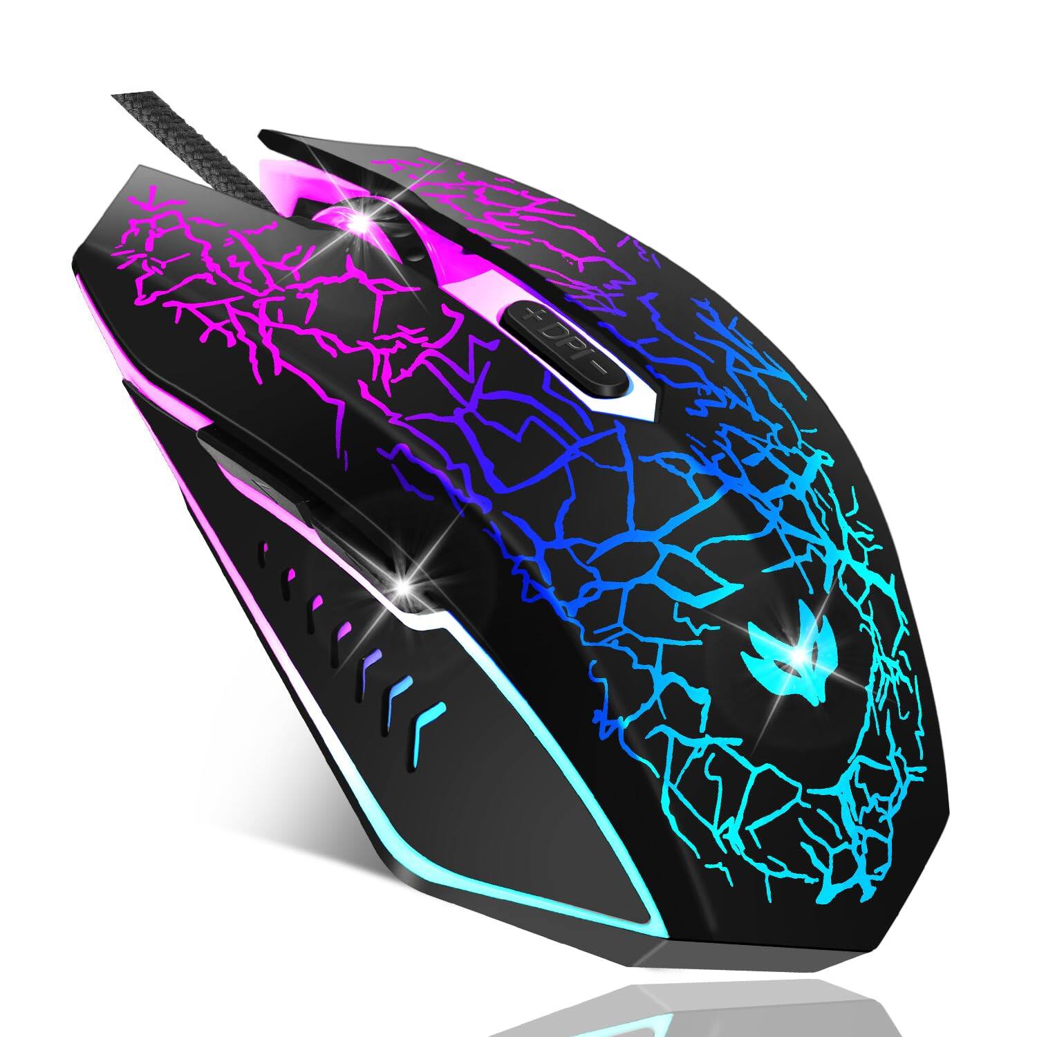 Cozy Serene - Wireless Mouse Rechargeable Silent LED Black Gaming Computer 7-color Light With Click - Wireless - Wired LED Black