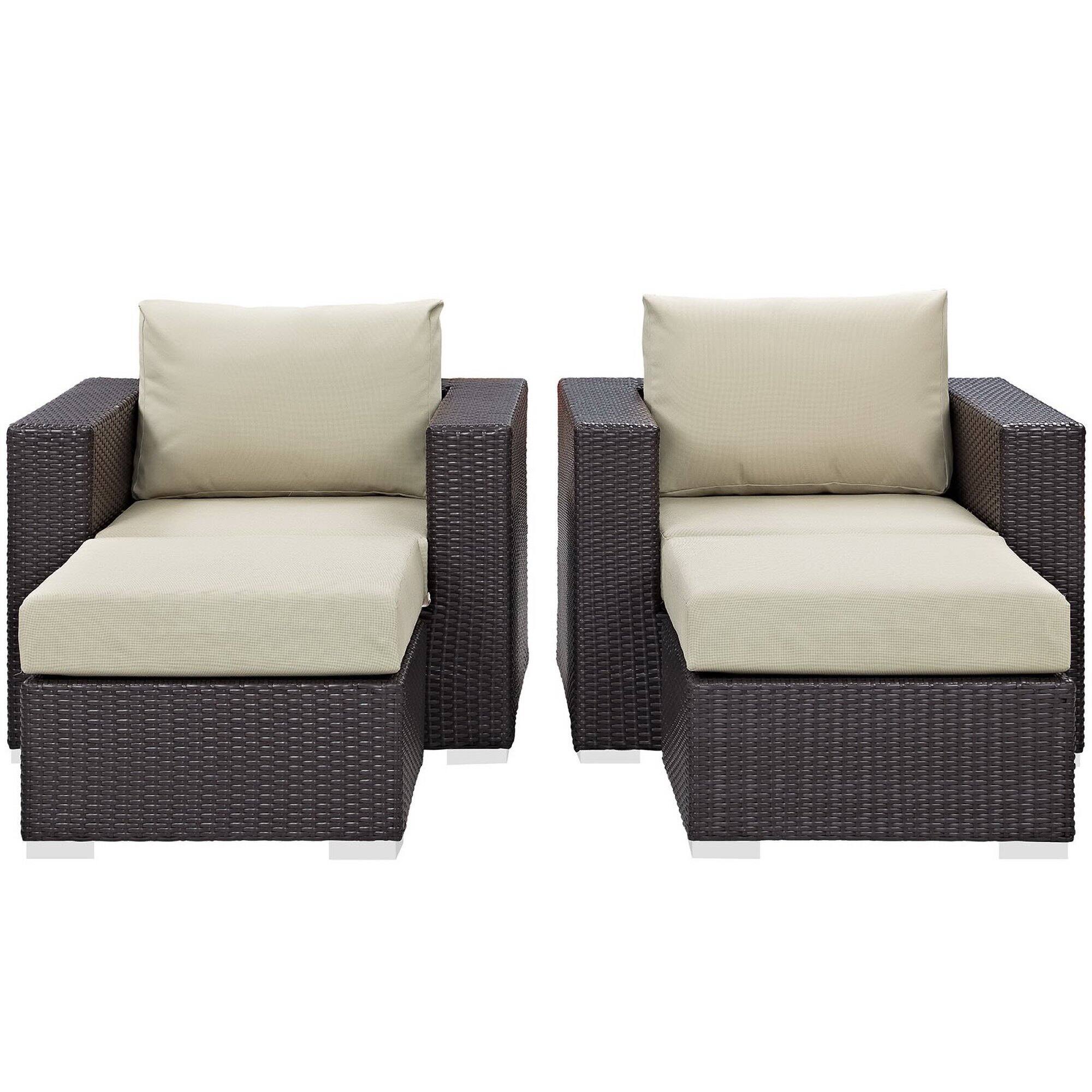 Left. Modway - Convene 4-Piece Outdoor Patio Sectional Set - Espresso Beige.