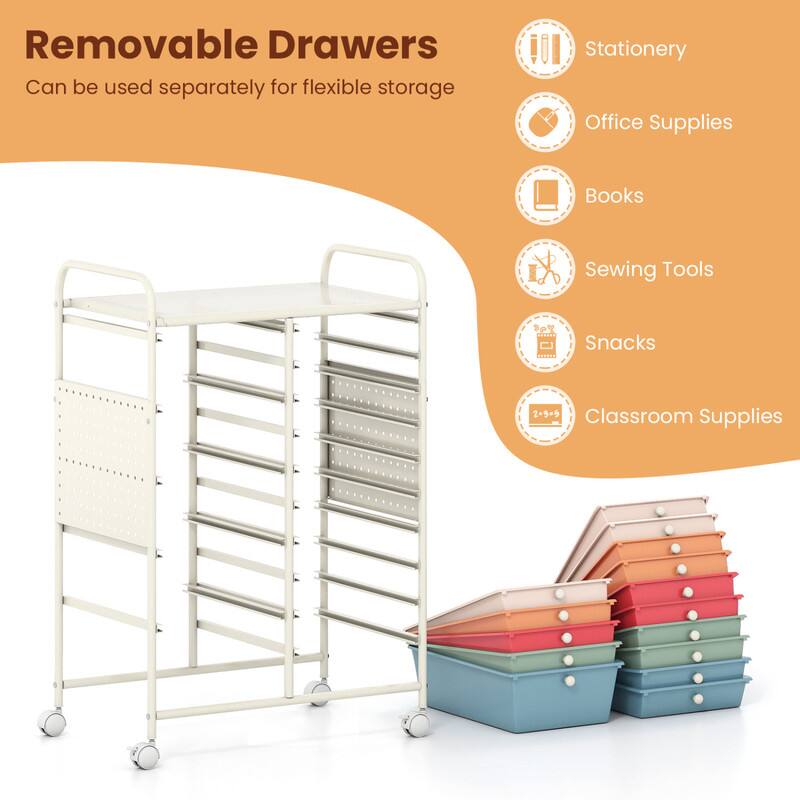 Removable Drawers  
Can be used separately for flexible storage  
Stationery  
Office Supplies  
Books  
Sewing Tools  
Snacks  
Classroom Supplies