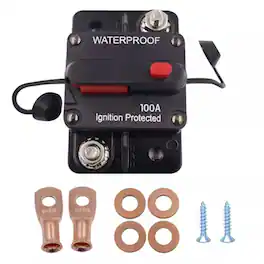Stock Preferred - 100A Waterproof Manual Reset Circuit Breaker - Black