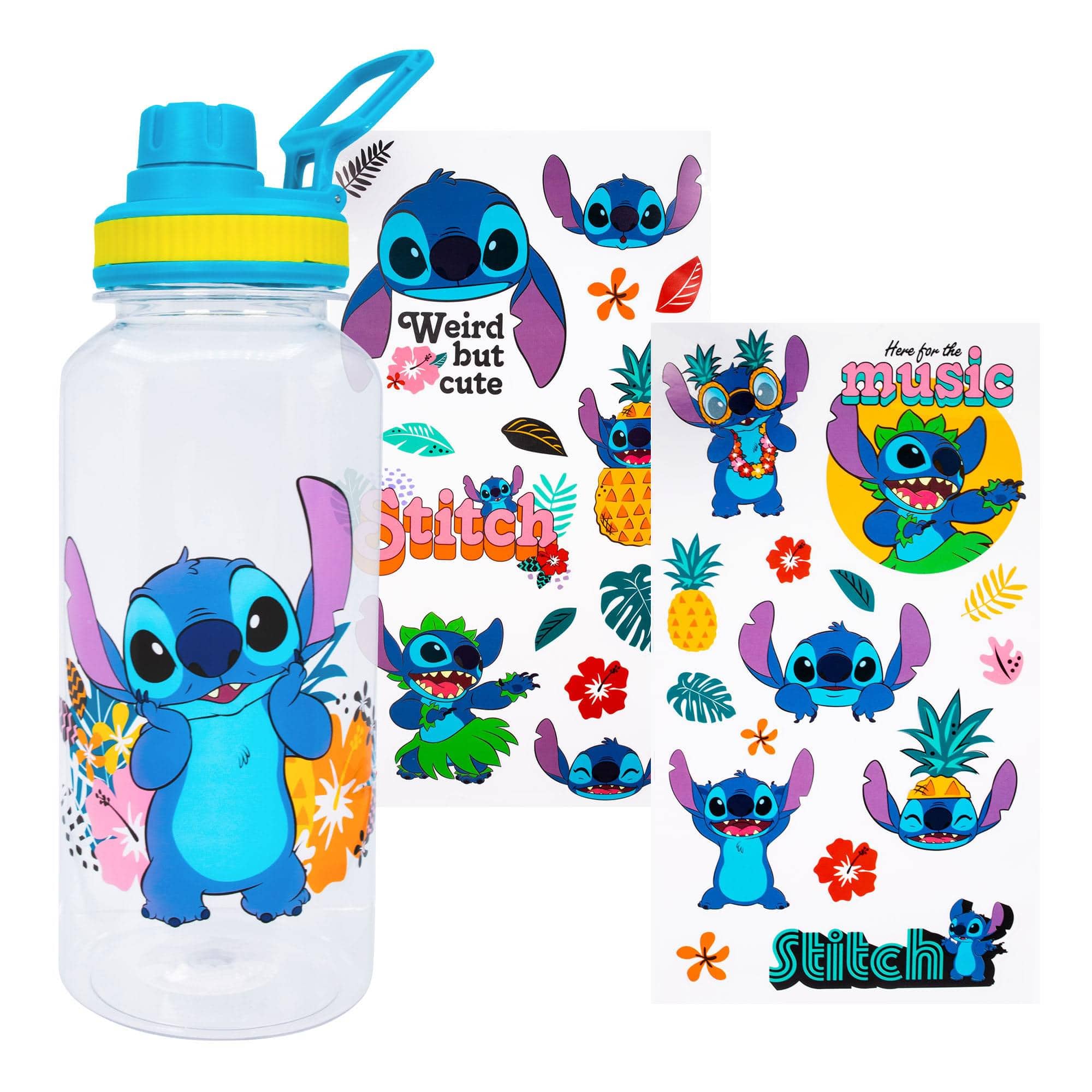 Silver Buffalo - Disney Lilo & Stitch Flowers 32-Ounce Twist Spout Water Bottle And Sticker Set - Blue price history on PriceWatchPro