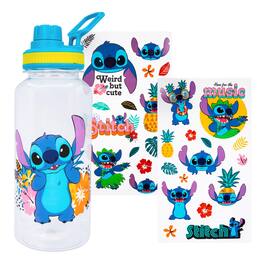 Silver Buffalo - Disney Lilo & Stitch Flowers 32-Ounce Twist Spout Water Bottle And Sticker Set - Blue