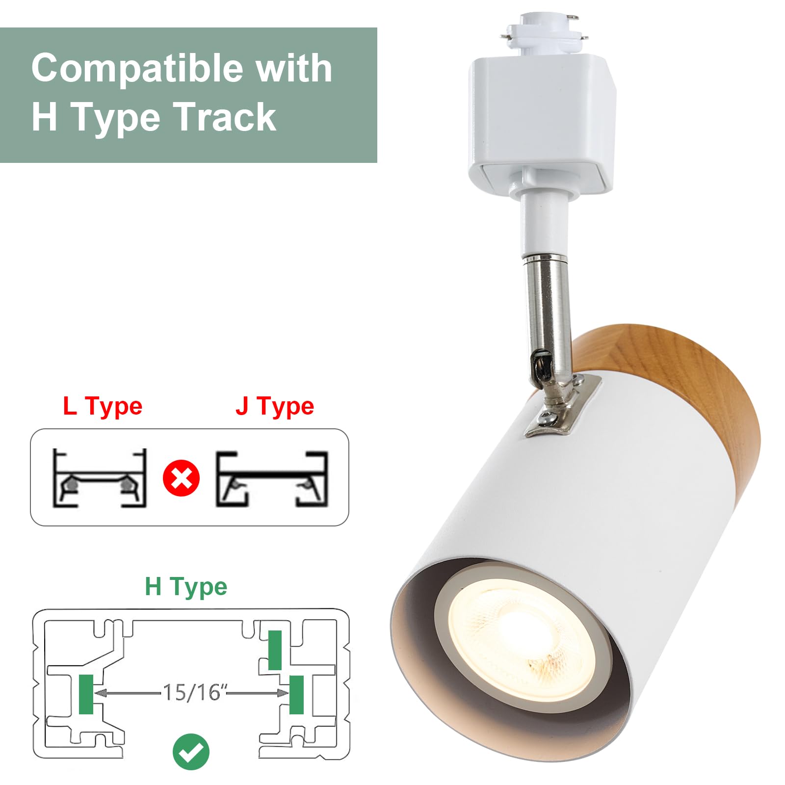 Compatible with H Type Track

L Type ❌  
J Type ❌  
H Type ✔️ 15/16"