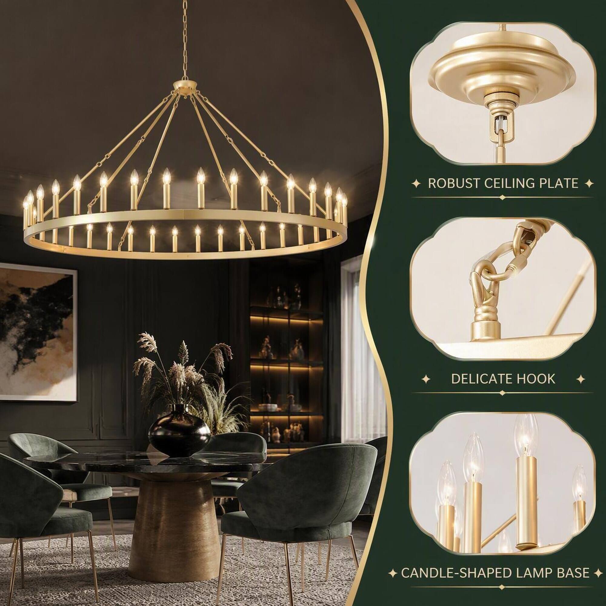 - ROBUST CEILING PLATE
- DELICATE HOOK
- CANDLE-SHAPED LAMP BASE