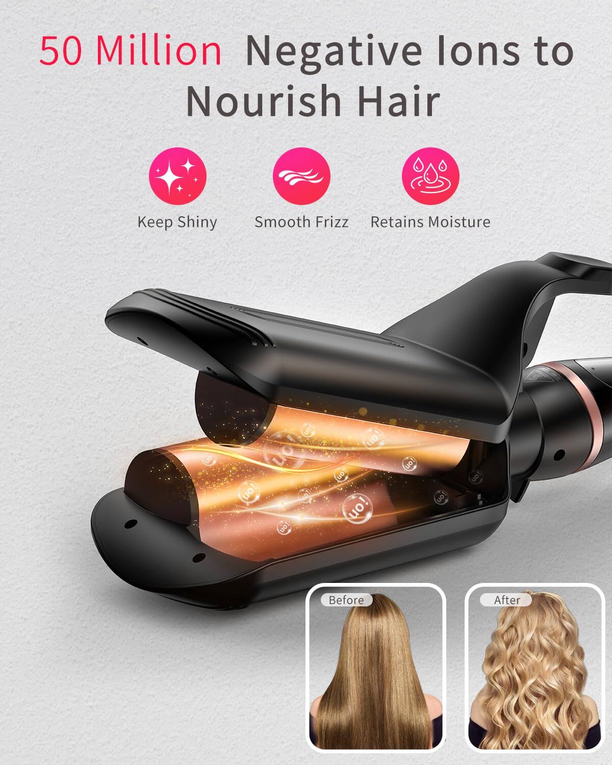 50 Million Negative Ions to Nourish Hair

- Keep Shiny
- Smooth Frizz
- Retains Moisture

Before | After