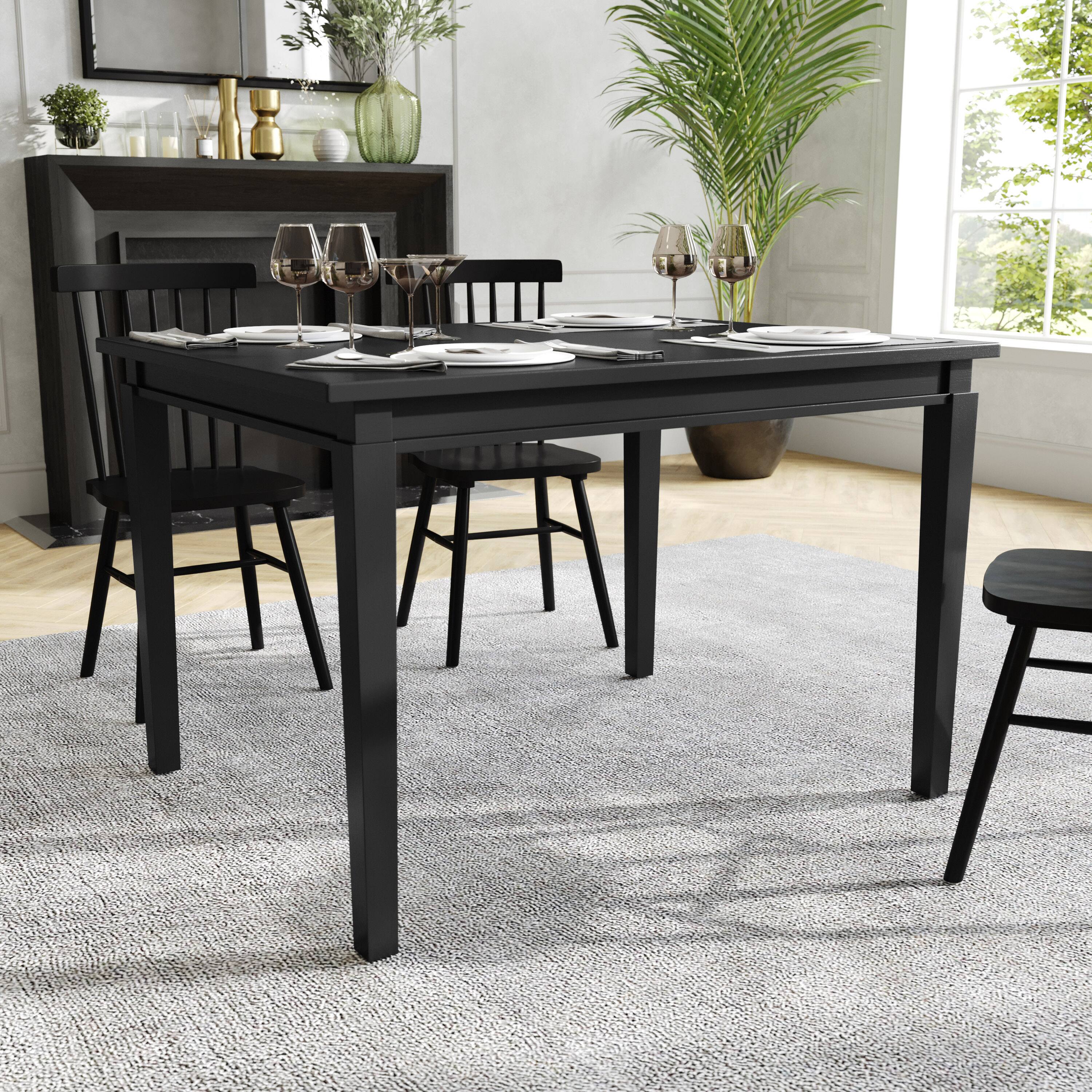 Alt View 1. Flash Furniture - Henry 47" Solid Wood Dining Table, Commercial Grade Heavy Duty Rectangle Wood Table for 4, Black Matte Finish - Black.