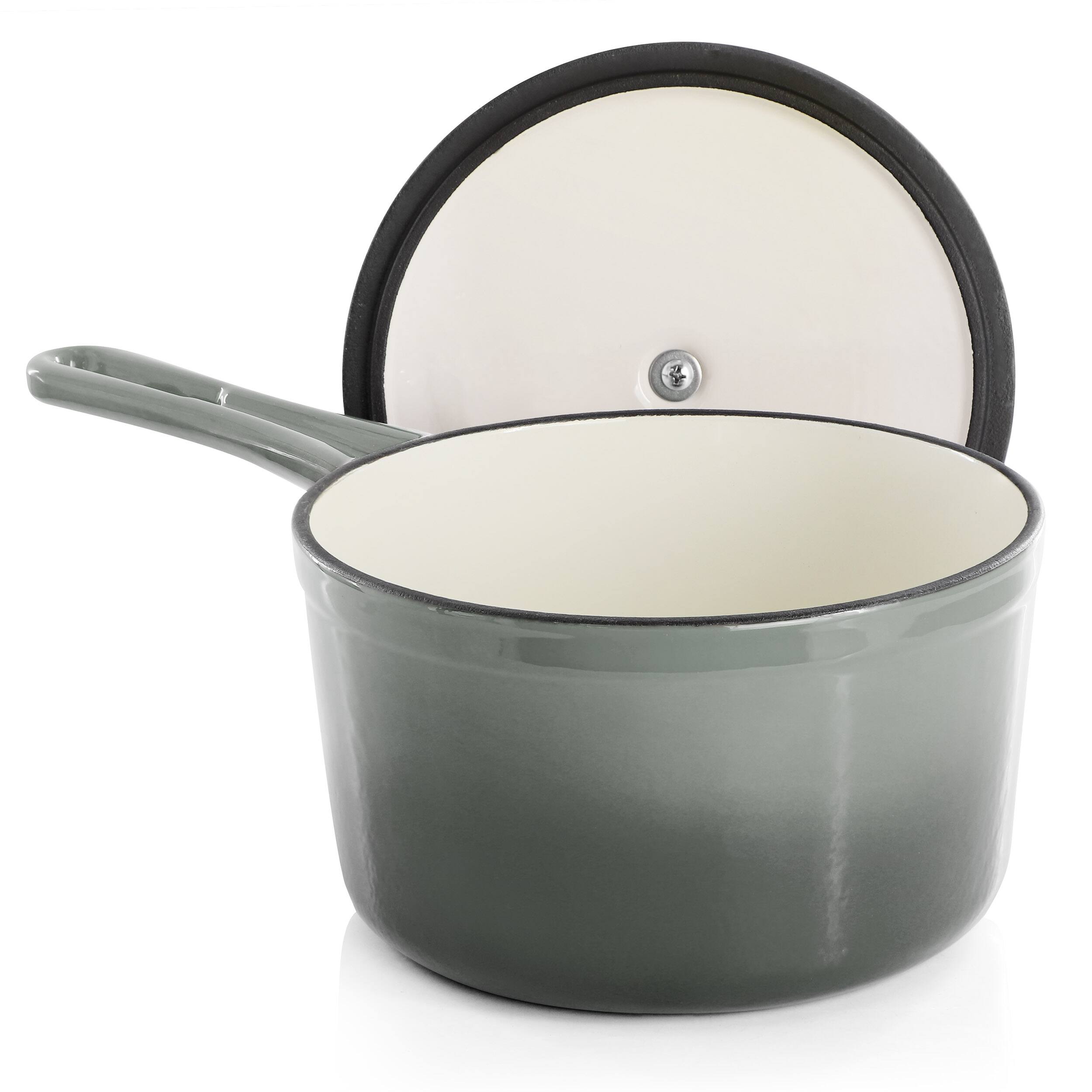 Alt View 2. Mega Chef - MegaChef 2 Quart Enameled Cast Iron Sauce Pan in Gradient Gray - Gray.