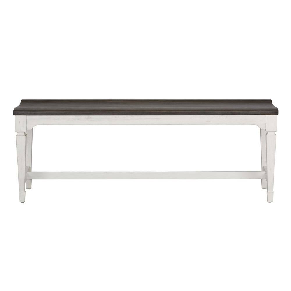 Left. Liberty Furniture Industries - Allyson Park Wood Seat Bench in Wirebrushed White w/ Charcoal Top - White.