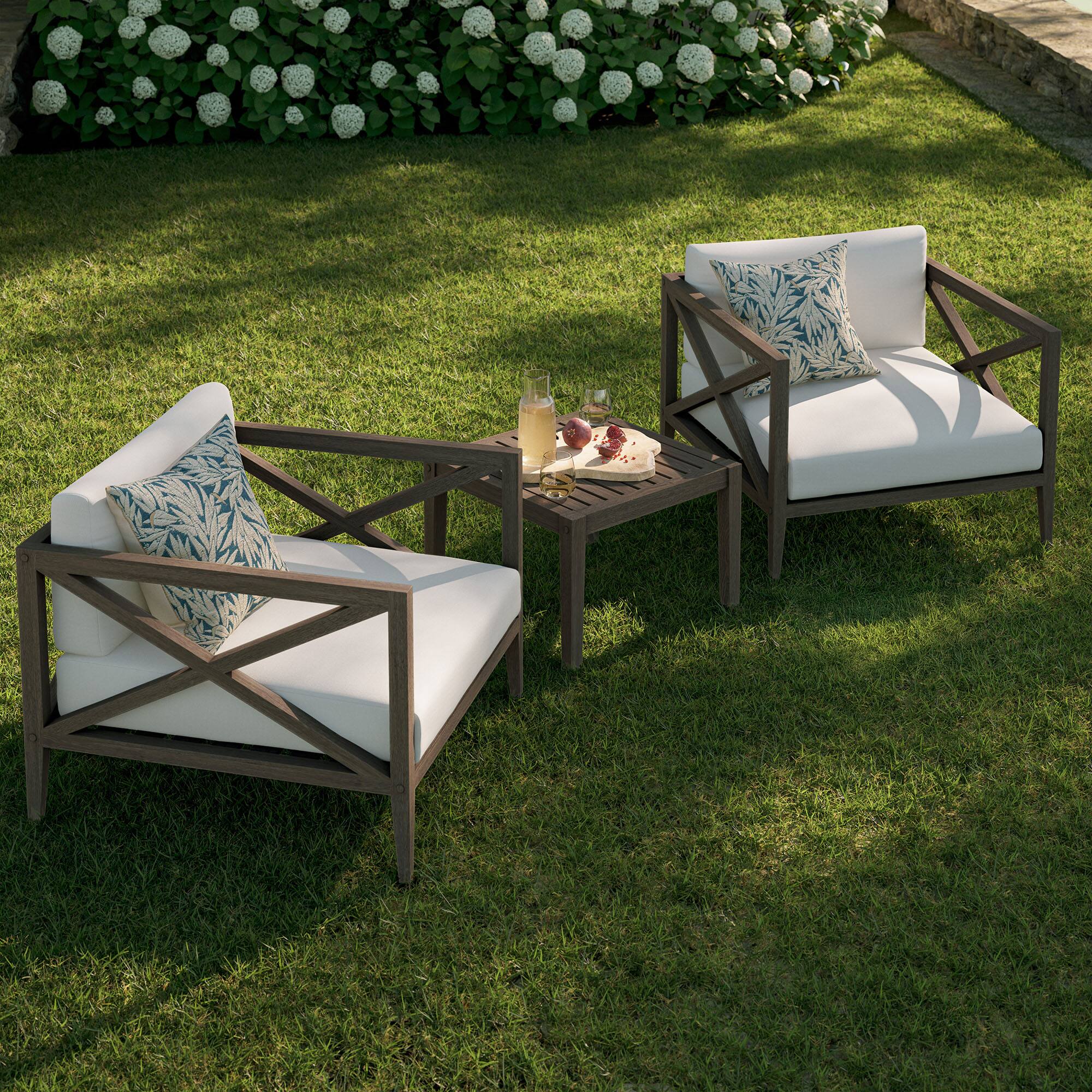 Alt View 6. Modway - Northlake 3-Piece Outdoor Patio Teak Wood Furniture Set with 2 Armchairs and Side Table - Weathered Gray.