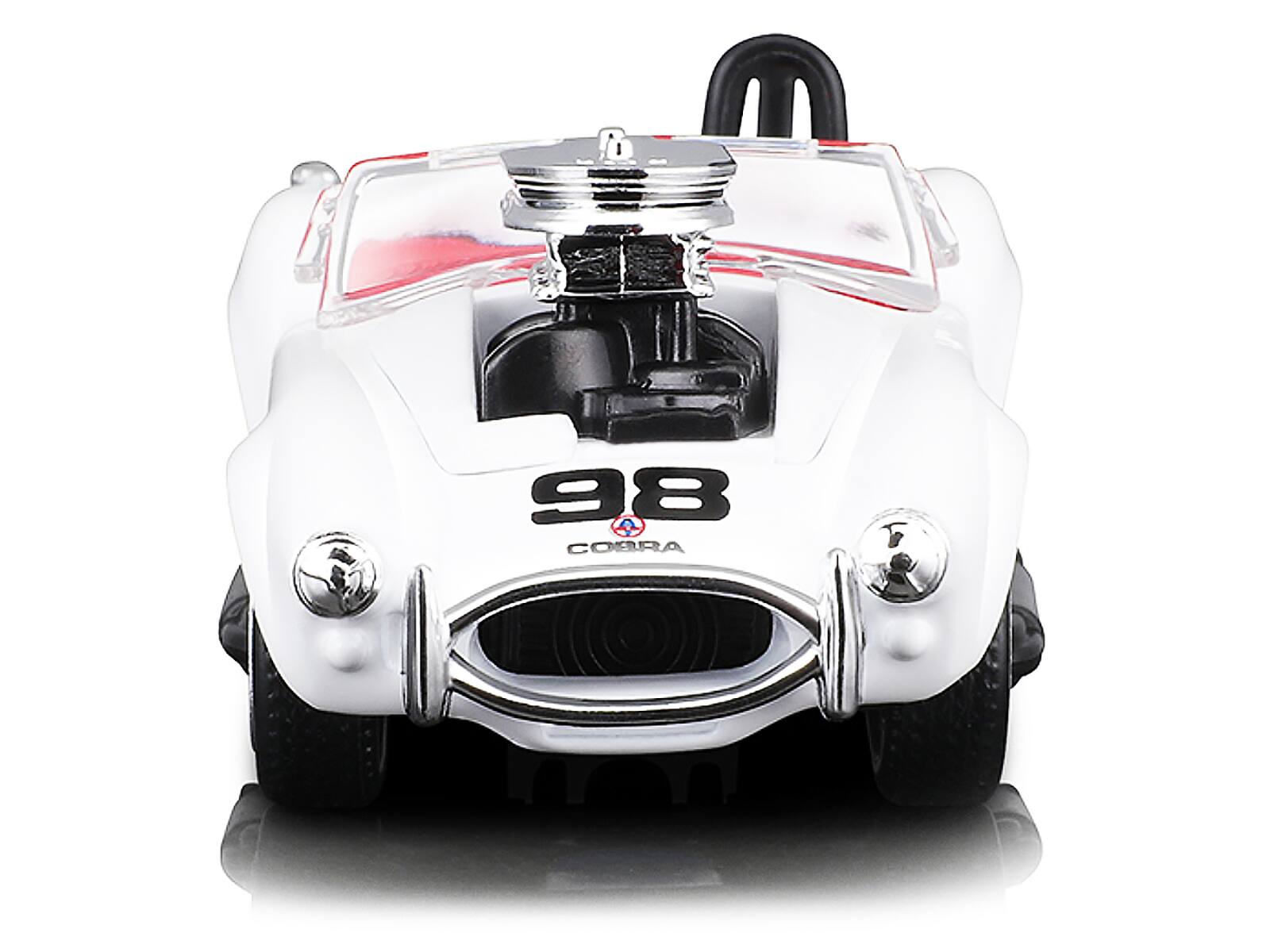 Alt View 3. Muscle Machines - 1964 Shelby Cobra #98 White with Red Interior 1/64 Diecast Model Car by Muscle Machines.