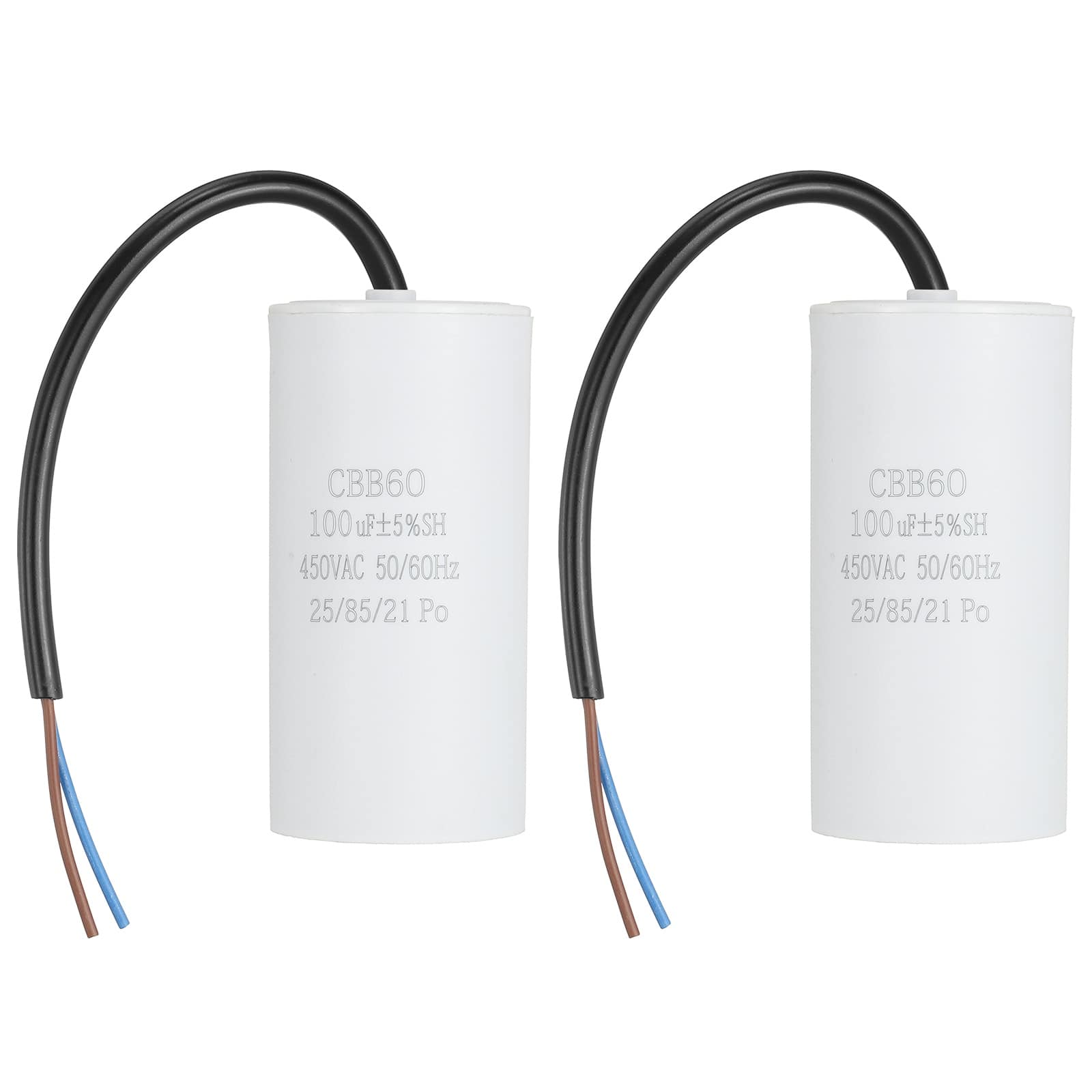 Unique Bargains - 2pcs 100uF CBB60 Run Capacitor, AC 450V 2 Wires 50/60Hz Cylinder 102x50mm for Air Compressor, Water Pump - White price history on PriceWatchPro