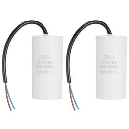 Unique Bargains - 2pcs 100uF CBB60 Run Capacitor, AC 450V 2 Wires 50/60Hz Cylinder 102x50mm for Air Compressor, Water Pump - White