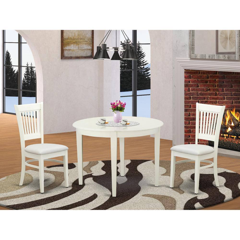 Back. East West Furniture - Dining Table- Dining Chairs - Brown.