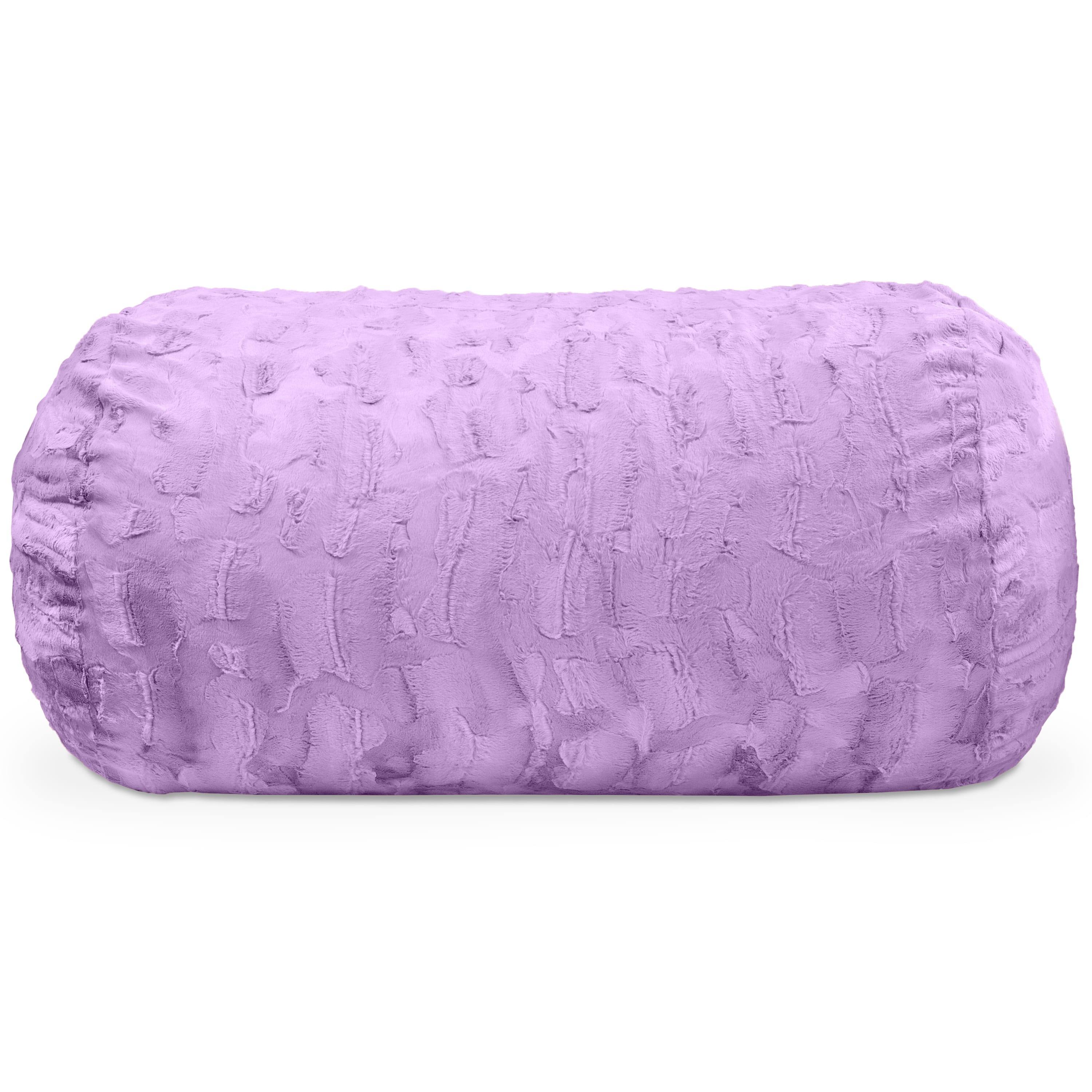 Angle. Jaxx - Jaxx Sofa Saxx Bean Bag Couch - 4 Foot - Faux Fur, Bellflower Purple - Faux Fur - Bellflower Purple.