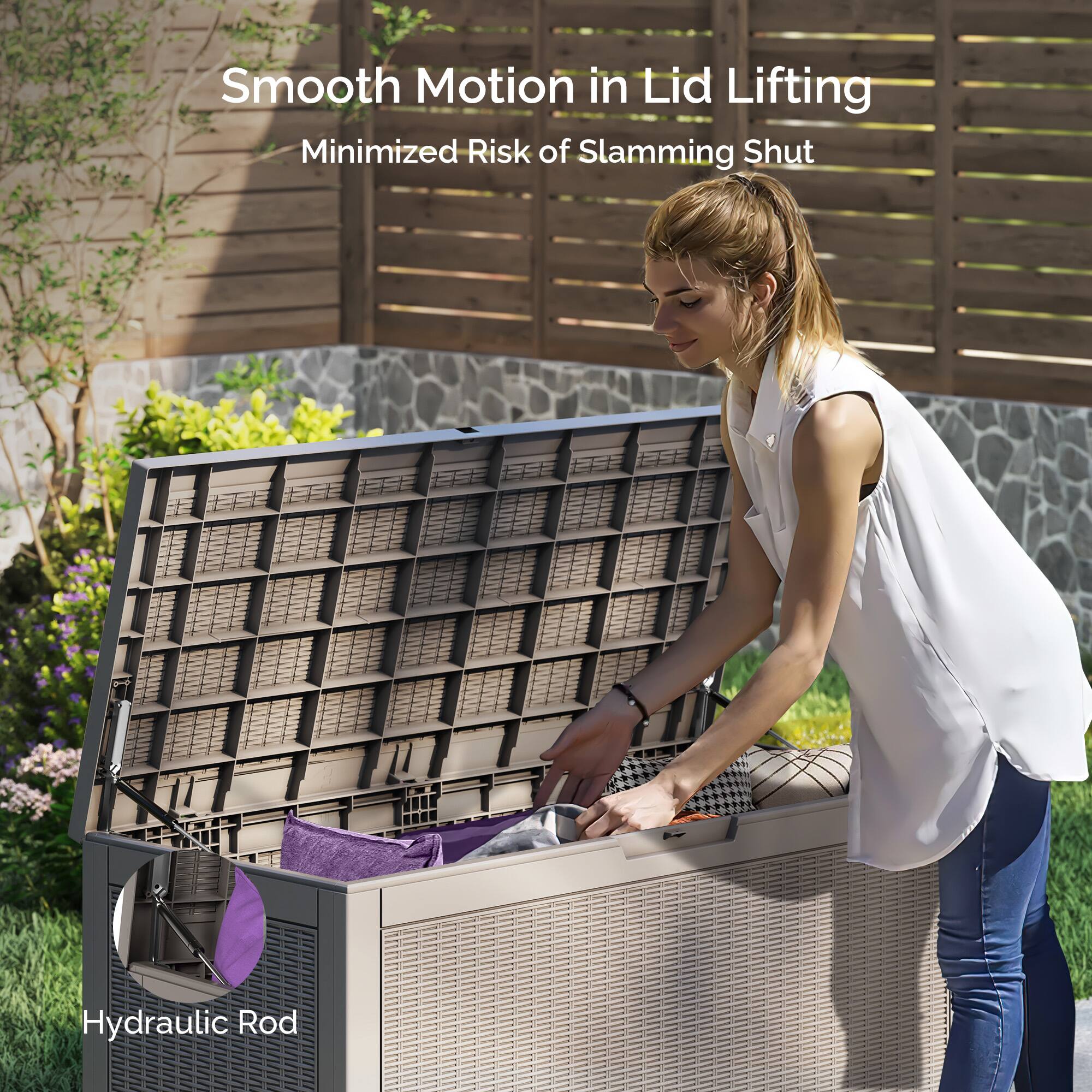 Smooth Motion in Lid Lifting  
Minimized Risk of Slamming Shut  

Hydraulic Rod