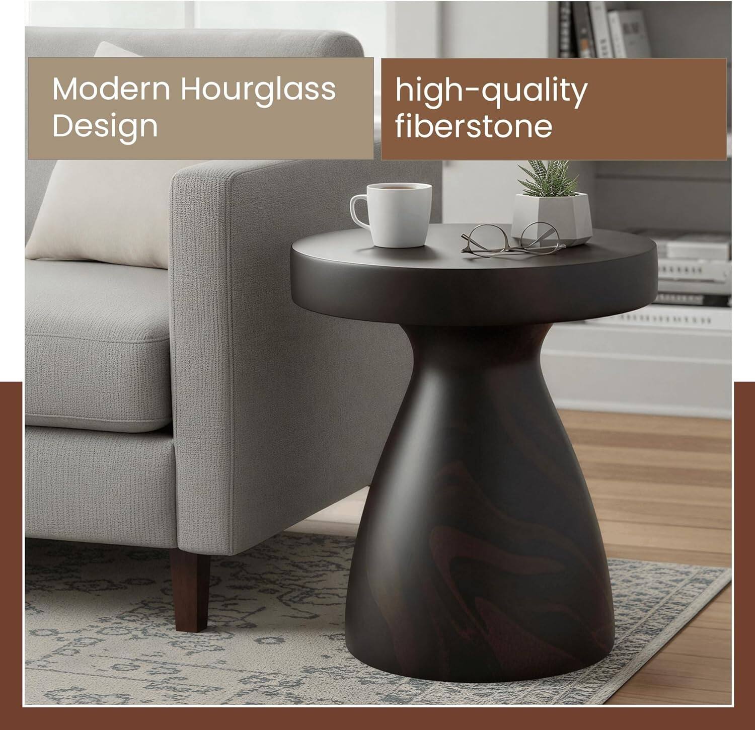 Modern Hourglass Design  
high-quality fiberstone