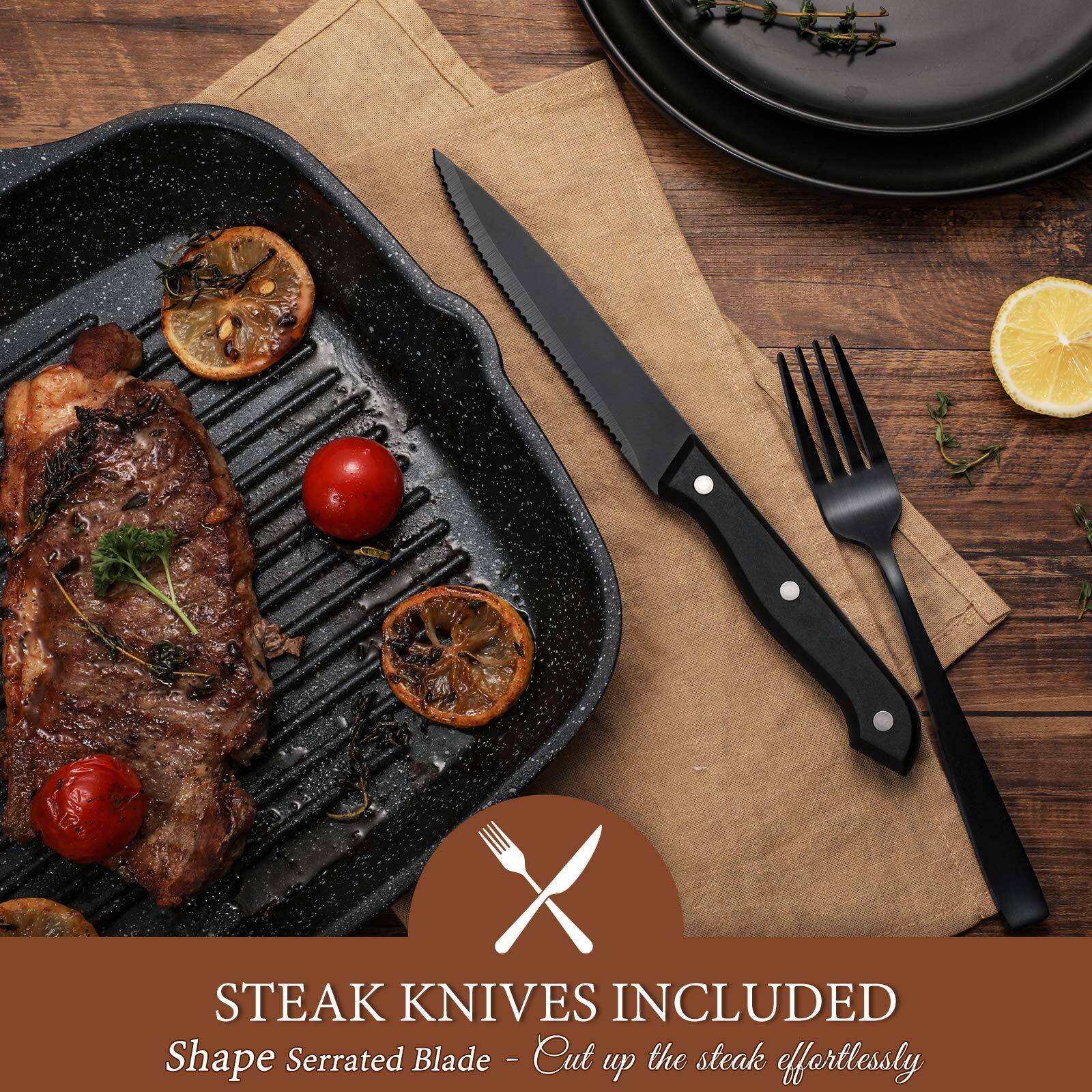STEAK KNIVES INCLUDED  
Shape Serrated Blade - Cut up the steak effortlessly