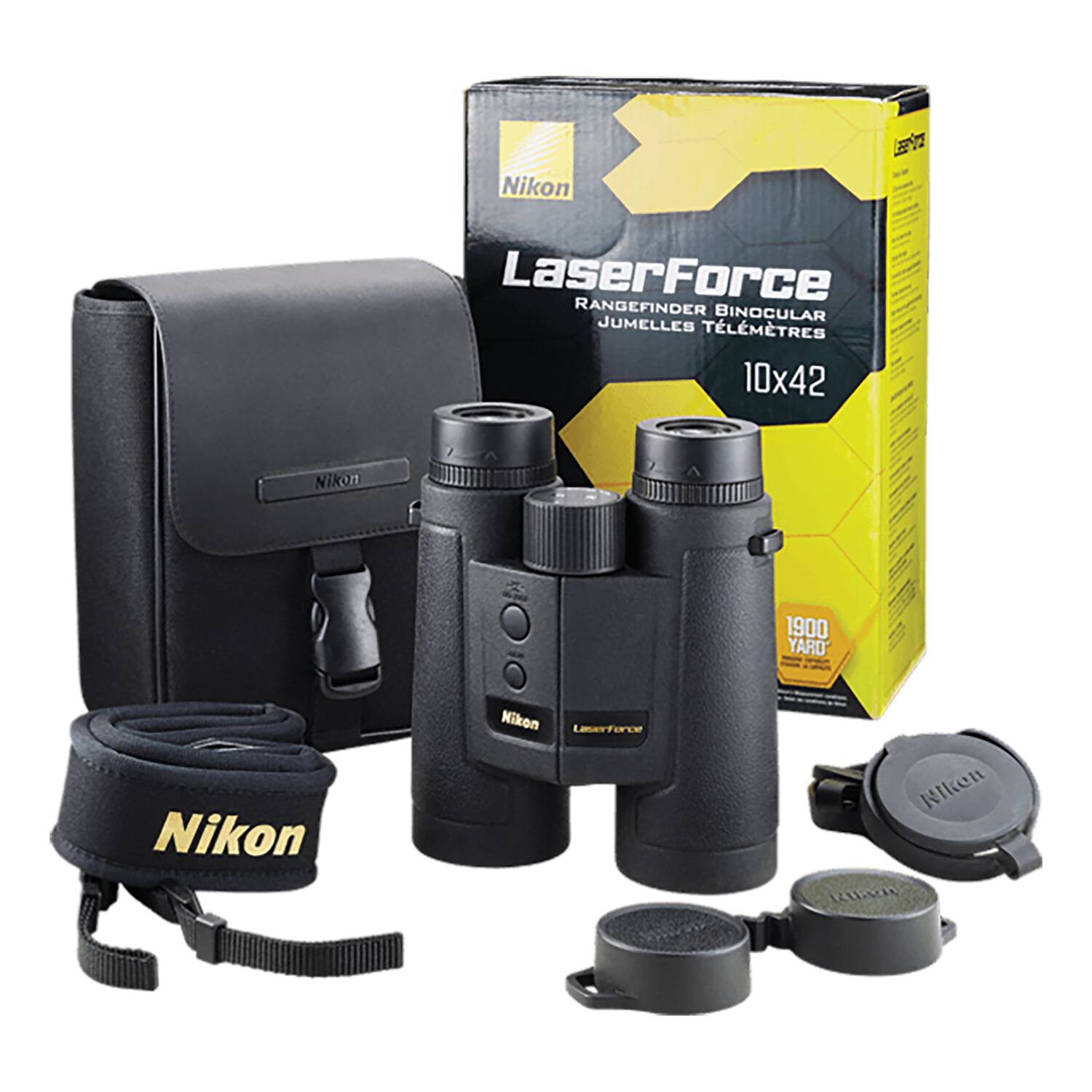 Nikon LaserForce RANGEFINDER BINOCULARS 10x42  
Nikon  
1900 YARD  
Nikon Laserforce
