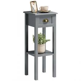 Homcom - Side Table with Drawer and Shelf - Gray