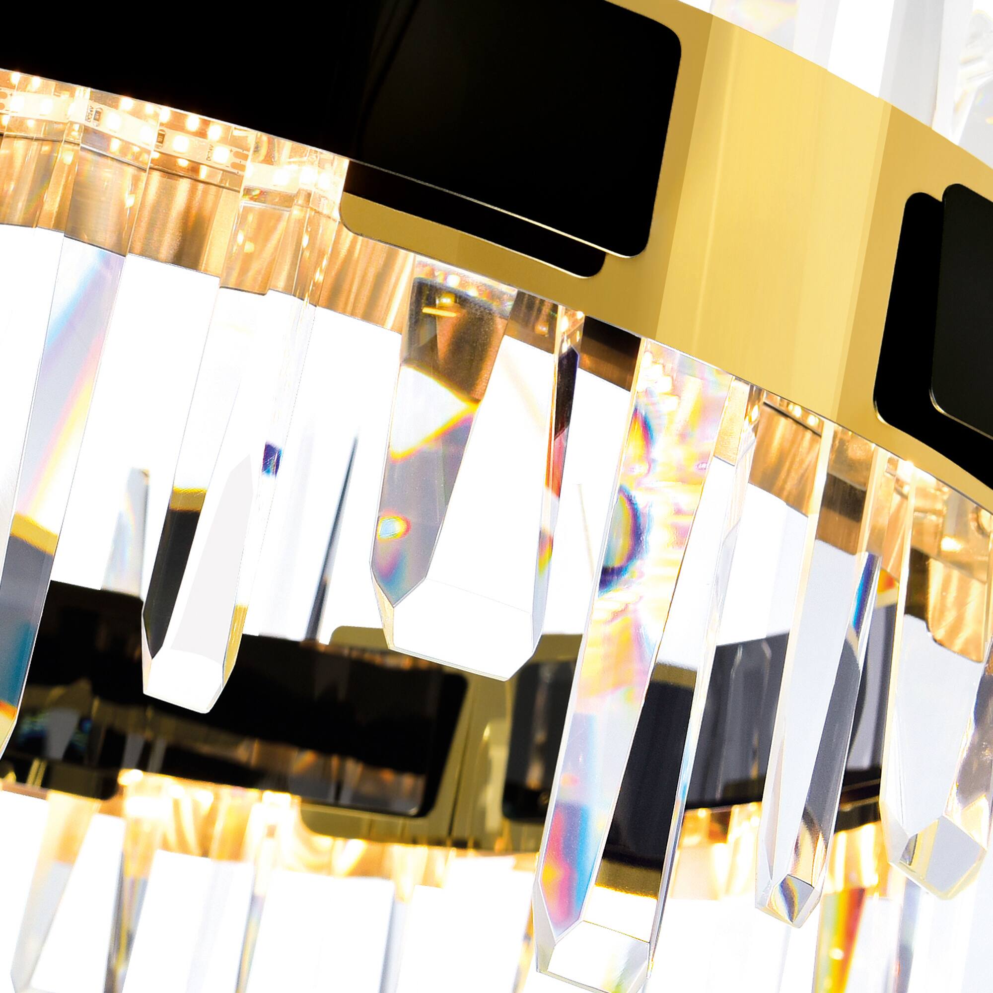 Alt View 1. CWI Lighting - Aya LED Integrated Pearl Black Chandelier - Pearl Black & Titanium Gold.