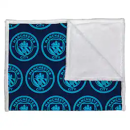 Bioworld - Manchester City 60" x 70" Character World Crest Design Throw Blanket - Blue