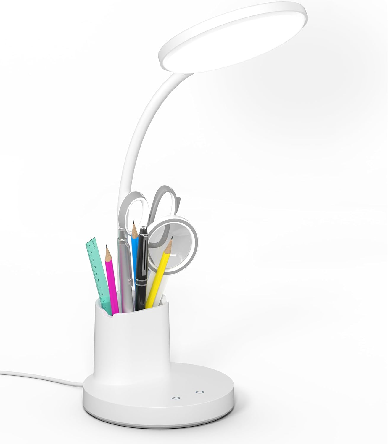 Stamp n Camp - Desk Lamp LED Desk Lamp for Home Office Touch Table Lamp with 3 Color Modes 360° Adjustable Arm Dimmable Desk Light - White