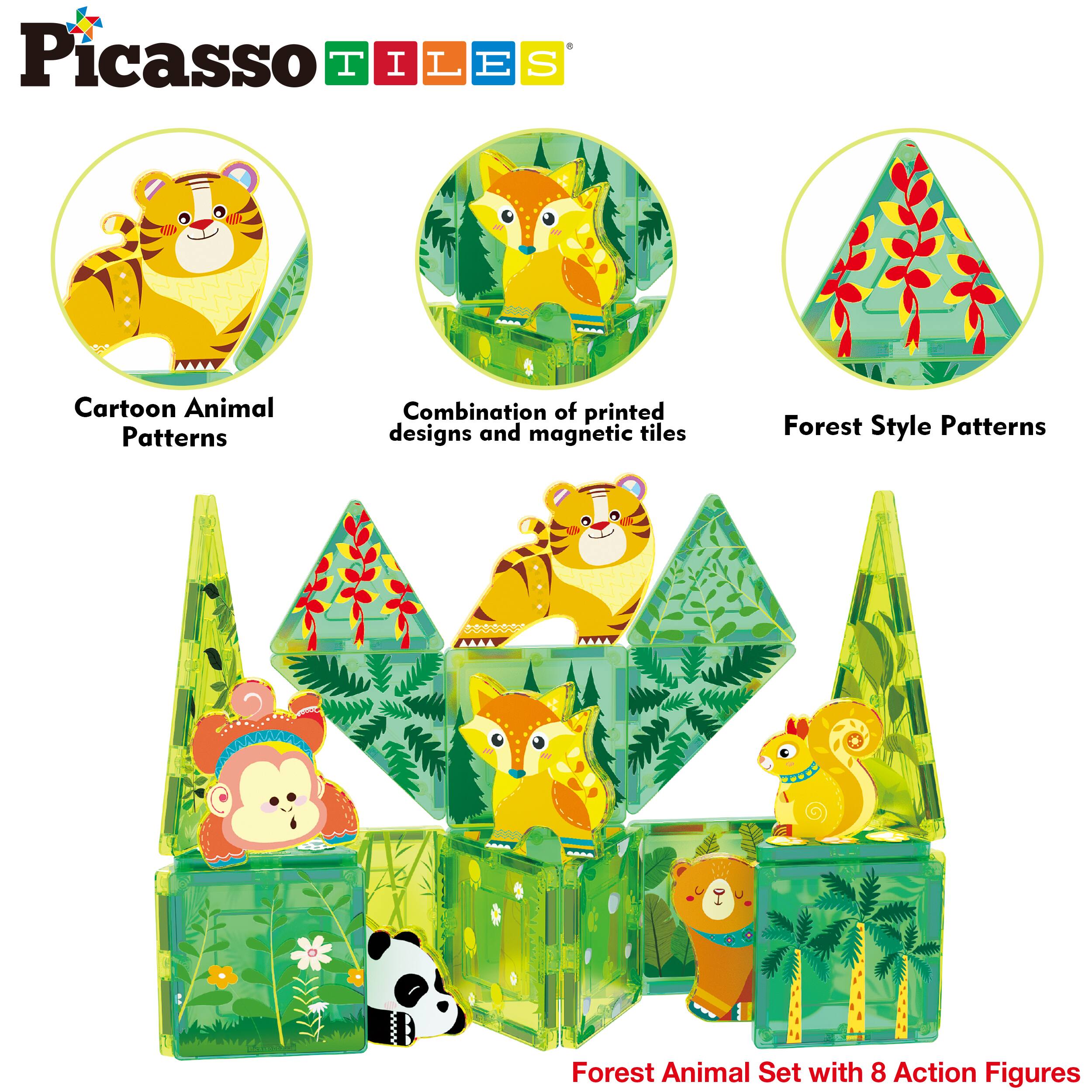Picasso TILES

- Cartoon Animal Patterns
- Combination of printed designs and magnetic tiles
- Forest Style Patterns

Forest Animal Set with 8 Action Figures