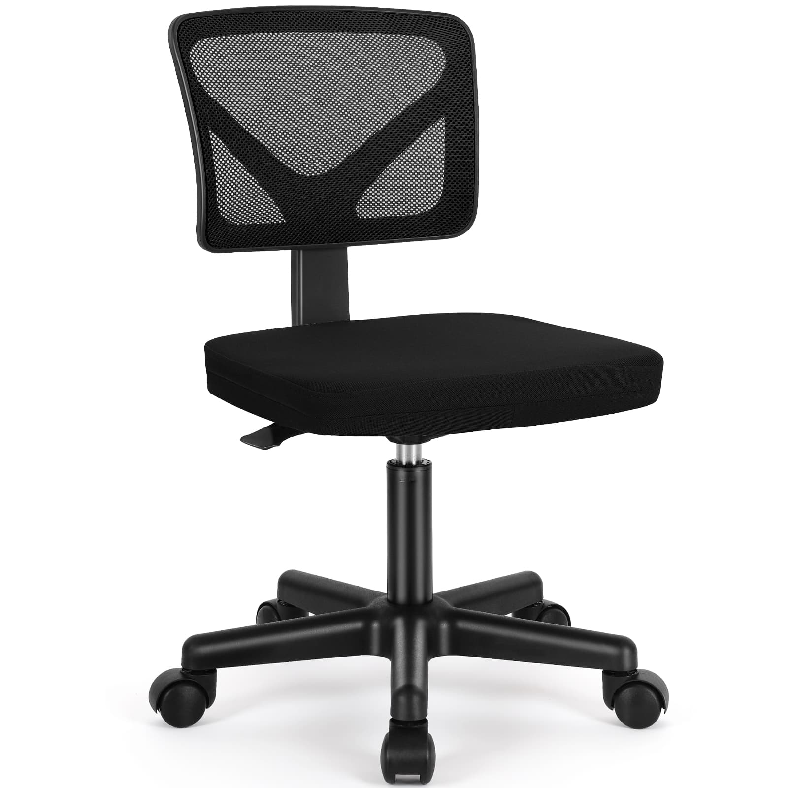 Sweetcrispy - Ergonomic Low-Back Mesh Armless Swivel Office Chair, Adjustable Modern Small Desk Chair for Home Office - Black