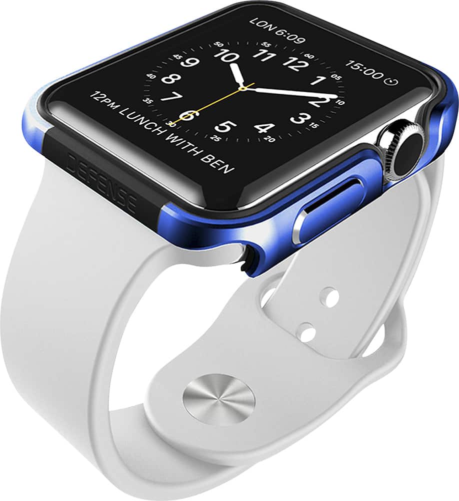 Angle. X-Doria - Defense Edge Case for 42mm Apple Watch™ - Metallic Blue.