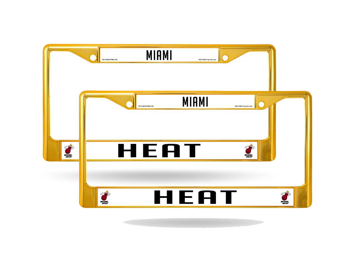 Miami Heat Gold Painted Chrome Metal License Plate Frame - Set of Two Frames