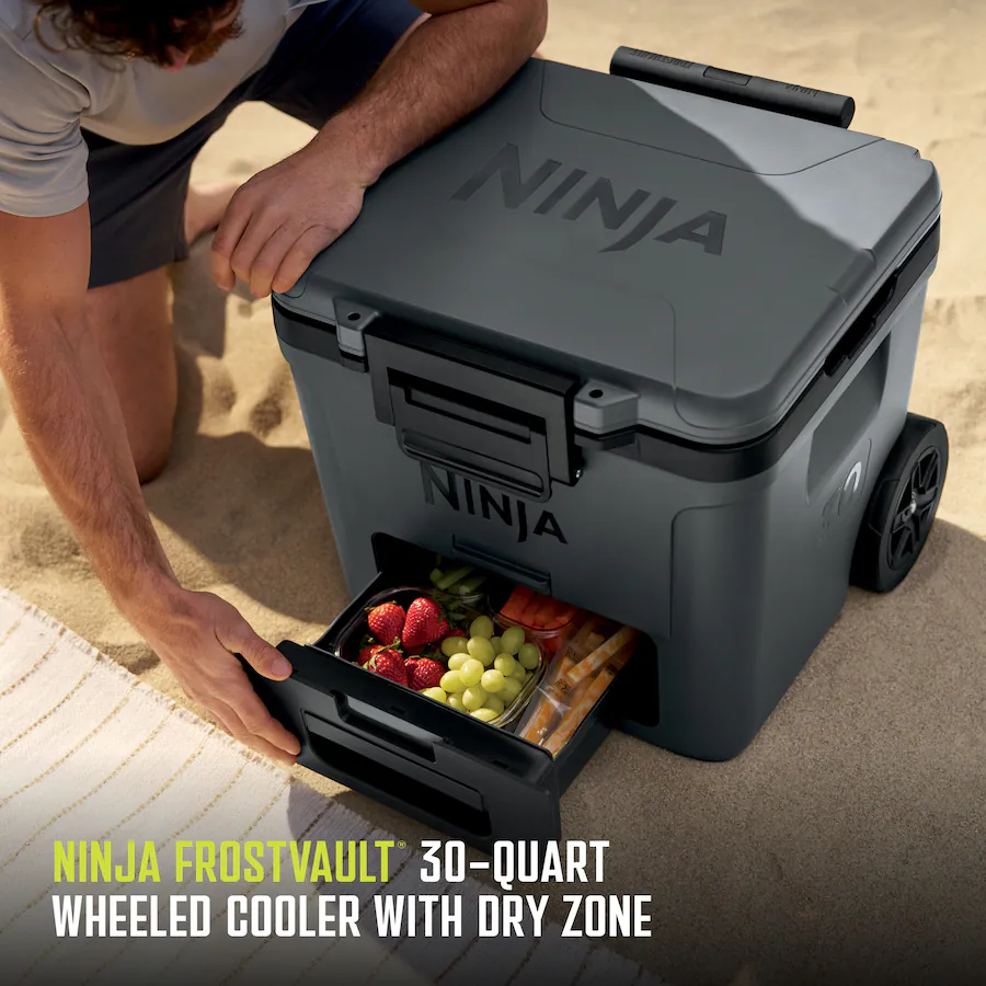 Ninja FrostVault 30 Qt Wheeled Cooler With Cold Dry Zone Charcoal Gray ninja-frostvault-30-qt-wheeled-cooler-with-cold-dry-zone-charcoal-gray