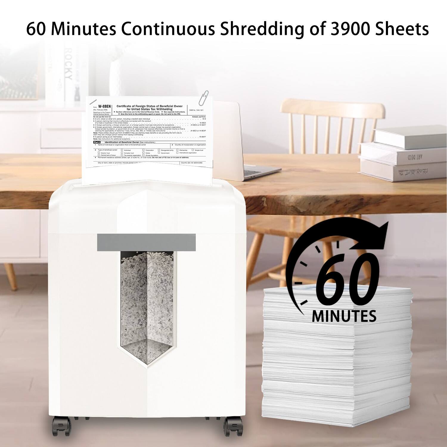 60 Minutes Continuous Shredding of 3900 Sheets

ROCKY W-BBEN Certificate of Foreign Status of Beneficial Owner for United States Tax Withholding

M Wenthenment SalueTotal

DECO SET

60 MINUTES
